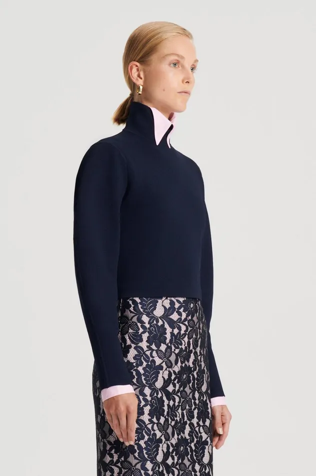 Women Scanlan Theodore Tops CREPE KNIT COCOON SLEEVE SWEATER Navy Women Scanlan Theodore Tops CREPE KNIT COCOON SLEEVE SWEATER Navy