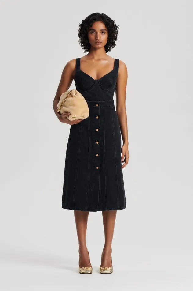 Women Scanlan Theodore Tops DENIM BRALETTE Washedblackg