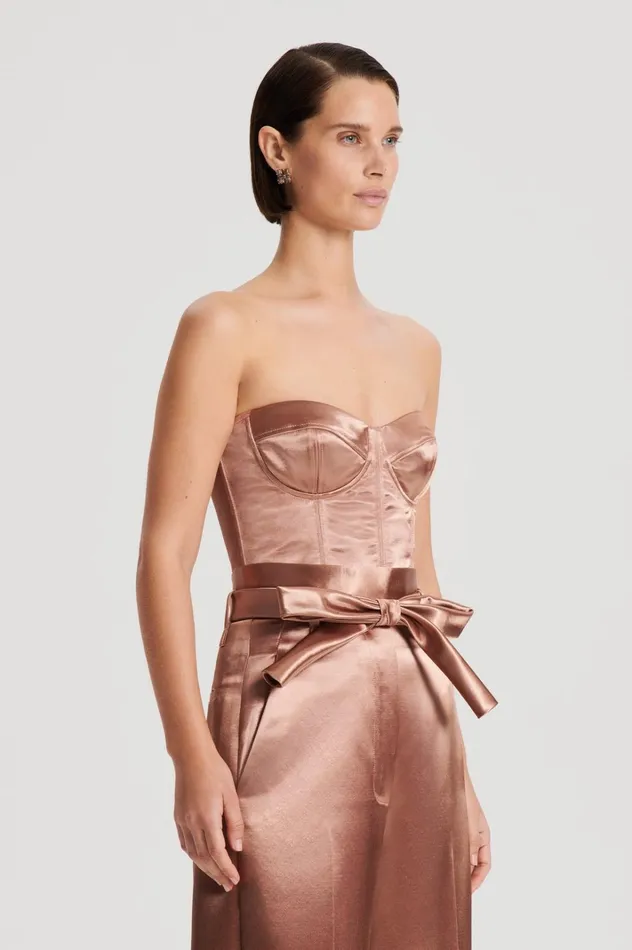 Women Scanlan Theodore Tops FRENCH SATIN BUSTIER Cinnamon Women Scanlan Theodore Tops FRENCH SATIN BUSTIER Cinnamon