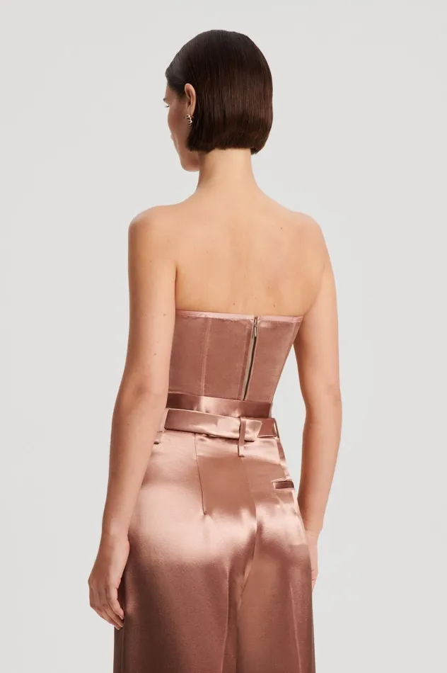Women Scanlan Theodore Tops FRENCH SATIN BUSTIER Cinnamon Women Scanlan Theodore Tops FRENCH SATIN BUSTIER Cinnamon
