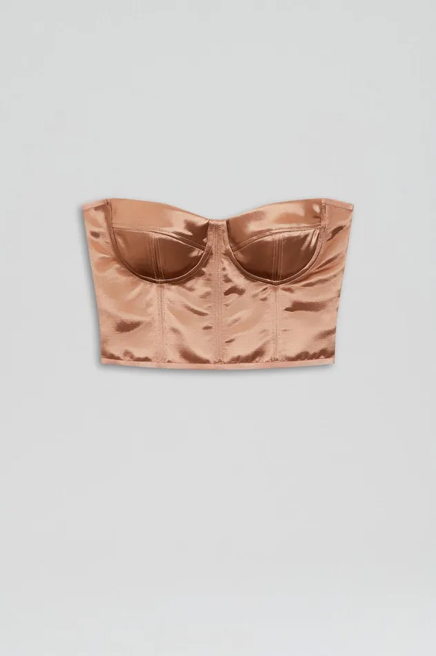 Women Scanlan Theodore Tops FRENCH SATIN BUSTIER Cinnamon Women Scanlan Theodore Tops FRENCH SATIN BUSTIER Cinnamon