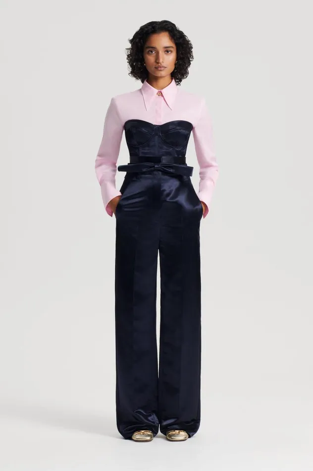 Women Scanlan Theodore Tops FRENCH SATIN BUSTIER Ink