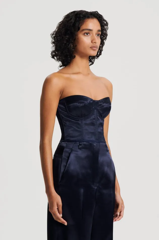 Women Scanlan Theodore Tops FRENCH SATIN BUSTIER Ink Women Scanlan Theodore Tops FRENCH SATIN BUSTIER Ink
