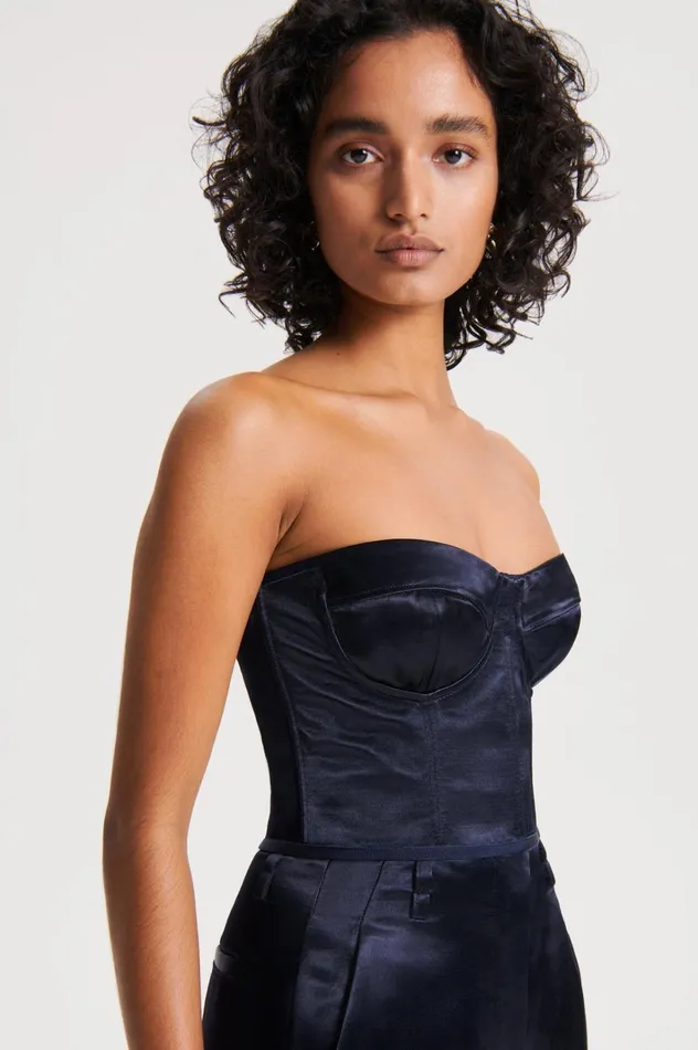 Women Scanlan Theodore Tops FRENCH SATIN BUSTIER Ink Women Scanlan Theodore Tops FRENCH SATIN BUSTIER Ink