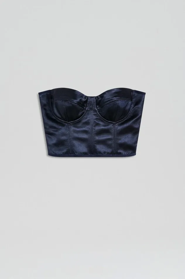 Women Scanlan Theodore Tops FRENCH SATIN BUSTIER Ink Women Scanlan Theodore Tops FRENCH SATIN BUSTIER Ink