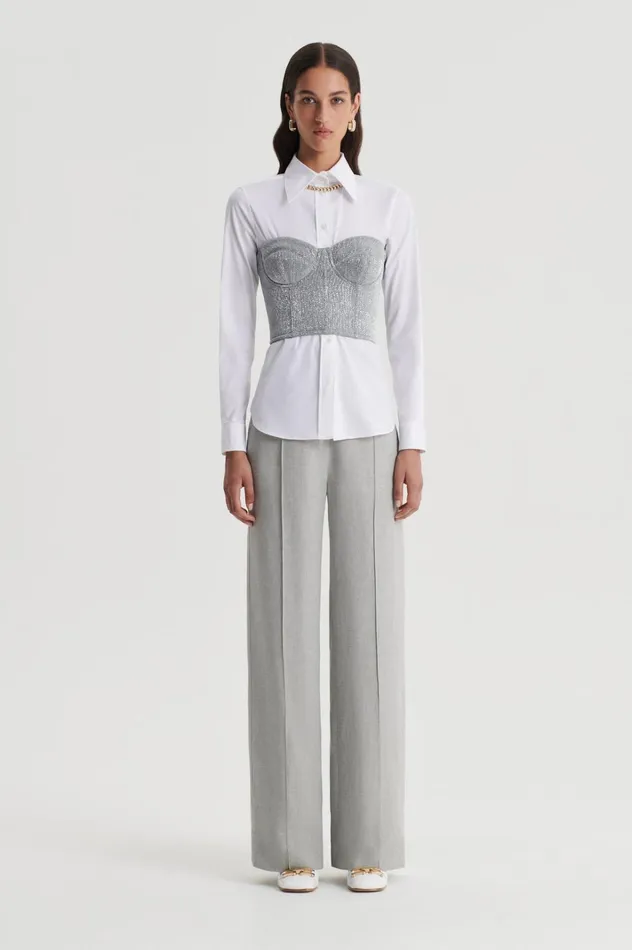 Women Scanlan Theodore Tops TINSEL BUSTIER Silver