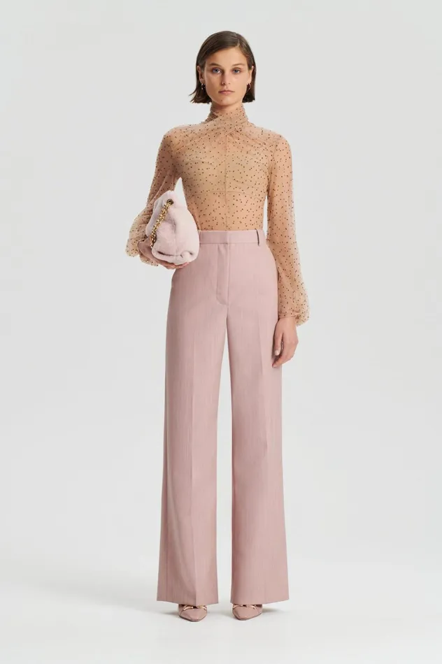 Women Scanlan Theodore Tops VELVET ORGANZA TURBAN TOP Mulberry