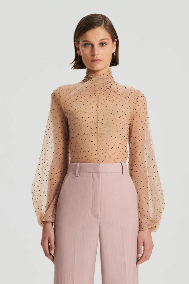 Women Scanlan Theodore Tops VELVET ORGANZA TURBAN TOP Mulberry Women Scanlan Theodore Tops VELVET ORGANZA TURBAN TOP Mulberry