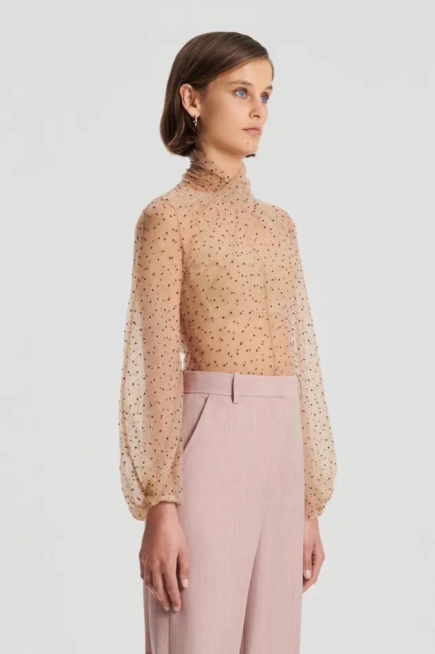 Women Scanlan Theodore Tops VELVET ORGANZA TURBAN TOP Mulberry Women Scanlan Theodore Tops VELVET ORGANZA TURBAN TOP Mulberry