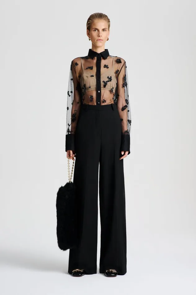 Women Scanlan Theodore Trousers GOTHAM TAILORED TROUSER Black