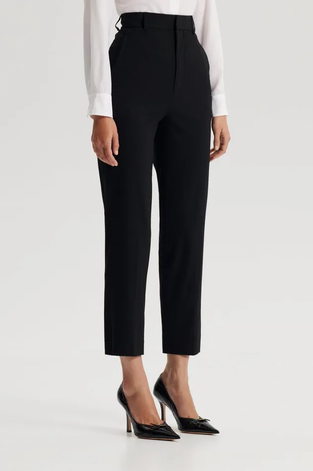 Women Scanlan Theodore Trousers TAILORED CROPPED TROUSER Black