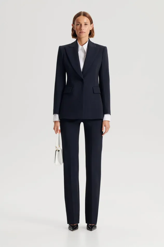 Women Scanlan Theodore Trousers TAILORED SLIM TROUSER Navy