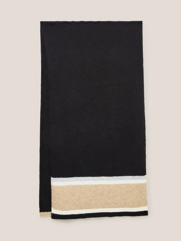 Women SCARVES White Stuff Sienna Fine Knit Scarf Black Multi