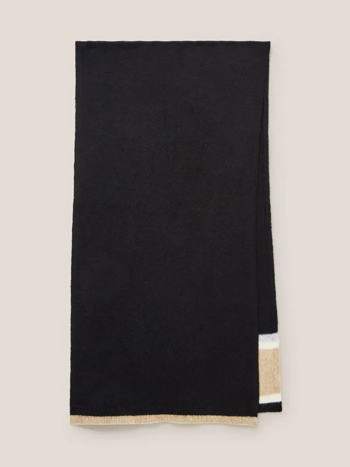 Women SCARVES White Stuff Sienna Fine Knit Scarf Black Multi