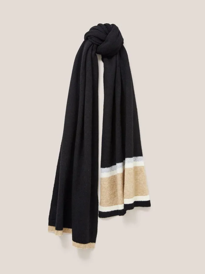 Women SCARVES White Stuff Sienna Fine Knit Scarf Black Multi