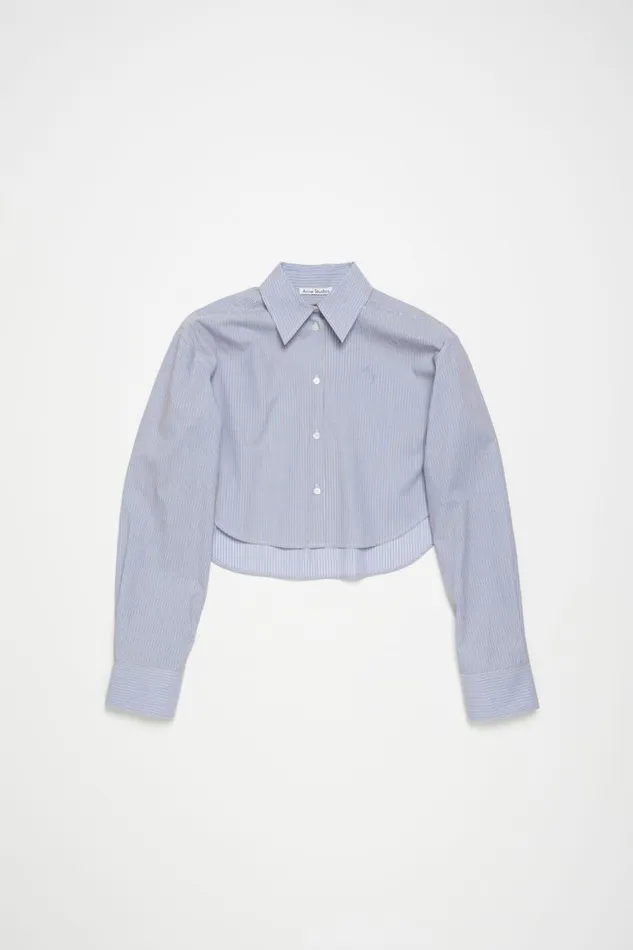 Women Shirt Jacquard Pinstripe Sky Bluecoffee Brown Acne Studios Shirts and Blouses
