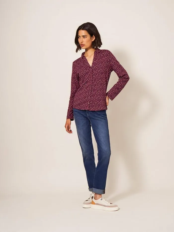 Women SHIRTS and BLOUSES White Stuff Annie Cotton Jersey Shirt Plum Purple Print Women SHIRTS and BLOUSES White Stuff Annie Cotton Jersey Shirt Plum Purple Print