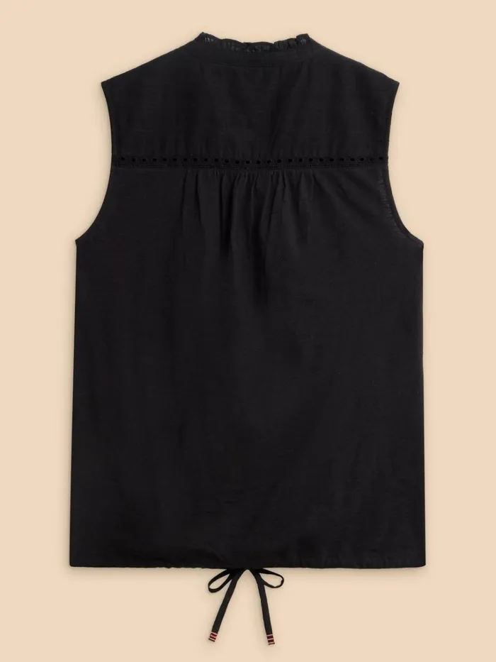 Women SHIRTS and BLOUSES White Stuff ARABELLA SLEEVELESS SHIRT Pure Black