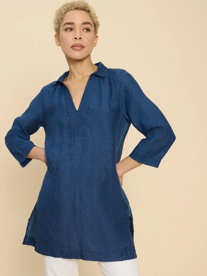 Women SHIRTS and BLOUSES White Stuff Blaire Linen Tunic Dark Navy Women SHIRTS and BLOUSES White Stuff Blaire Linen Tunic Dark Navy