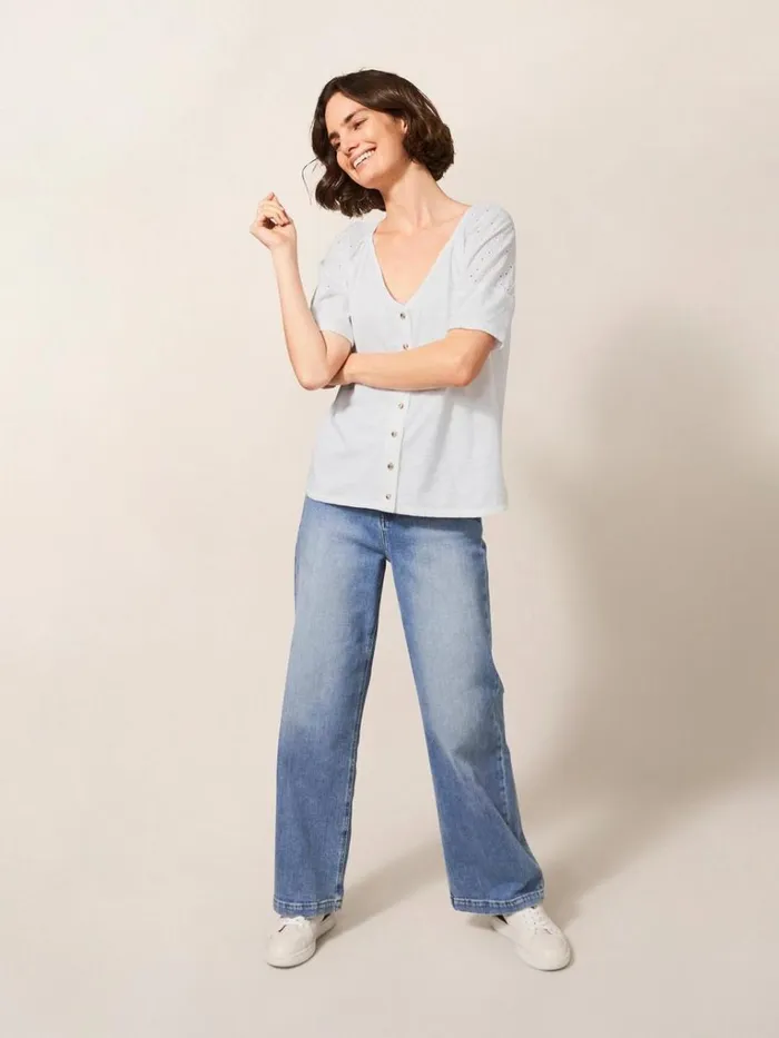 Women SHIRTS and BLOUSES White Stuff BRODERIE MIX TWO WAY TOP Brilliant White