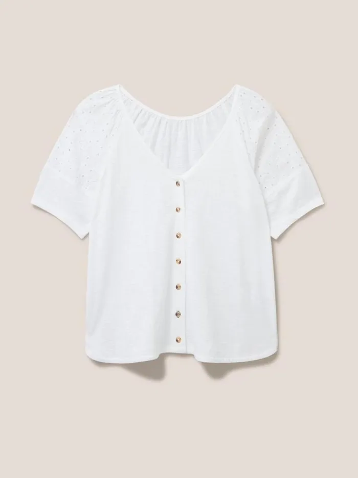 Women SHIRTS and BLOUSES White Stuff BRODERIE MIX TWO WAY TOP Brilliant White
