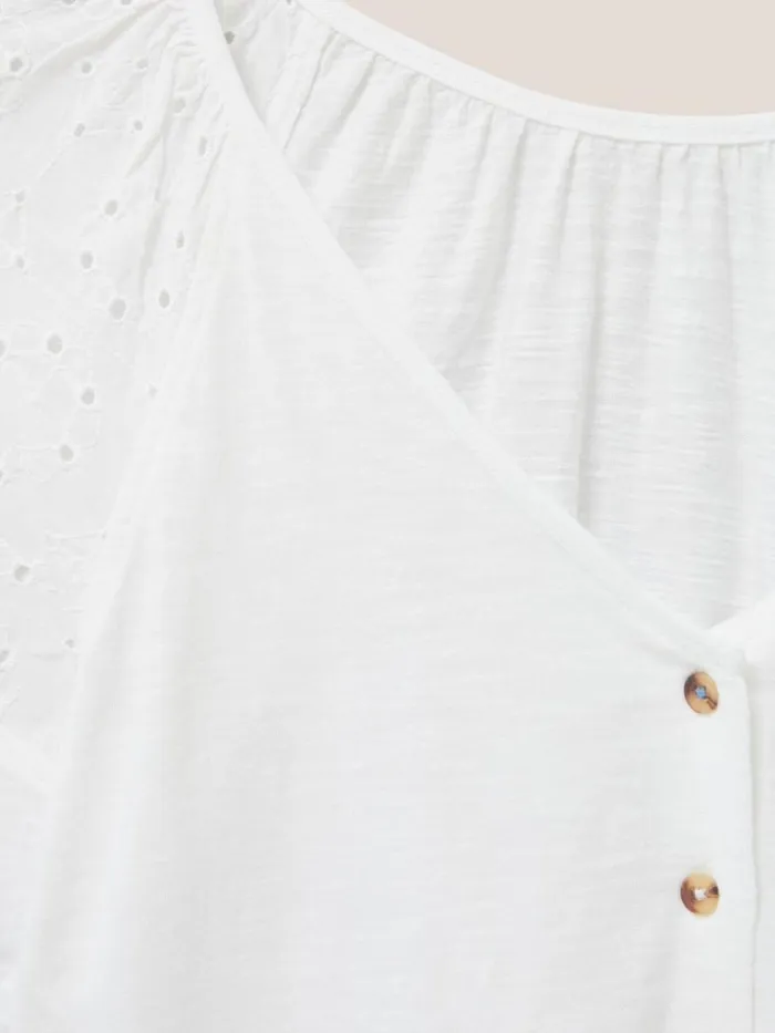 Women SHIRTS and BLOUSES White Stuff BRODERIE MIX TWO WAY TOP Brilliant White