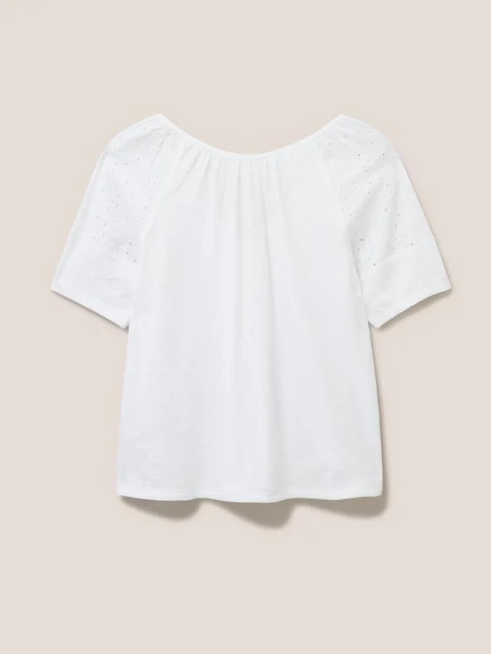 Women SHIRTS and BLOUSES White Stuff BRODERIE MIX TWO WAY TOP Brilliant White