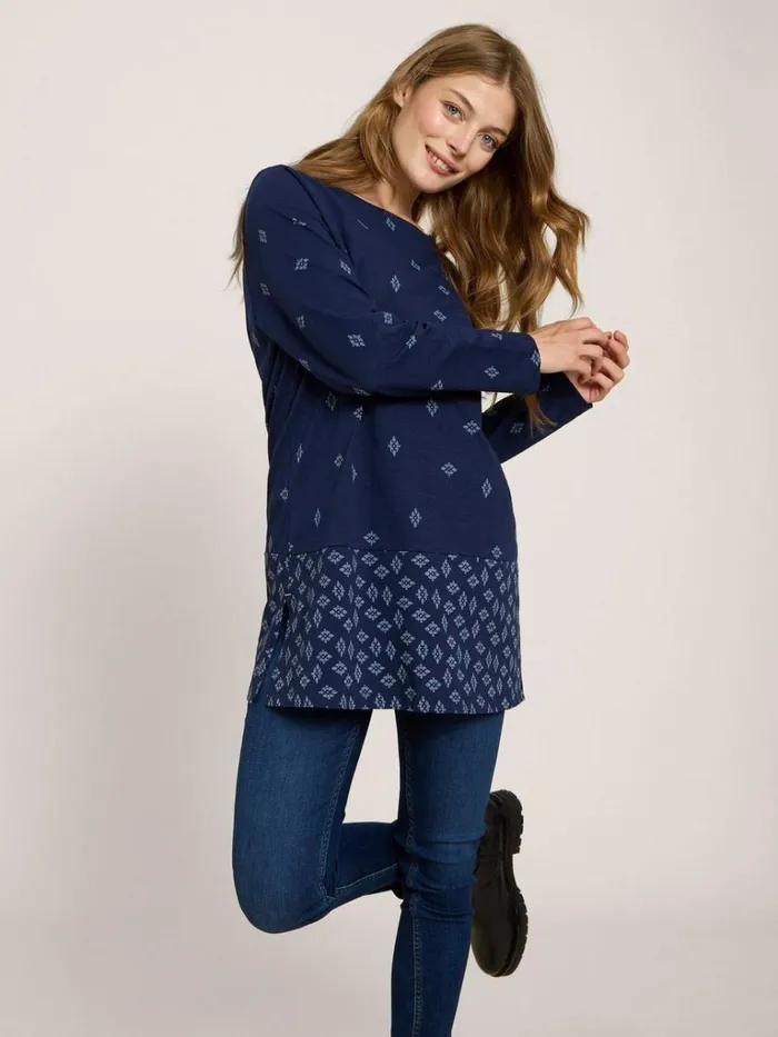 Women SHIRTS and BLOUSES White Stuff CARRIE LS TUNIC Navy Print Women SHIRTS and BLOUSES White Stuff CARRIE LS TUNIC Navy Print