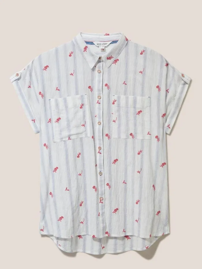 Women SHIRTS and BLOUSES White Stuff Ella Embroidered Cotton Shirt White Multi