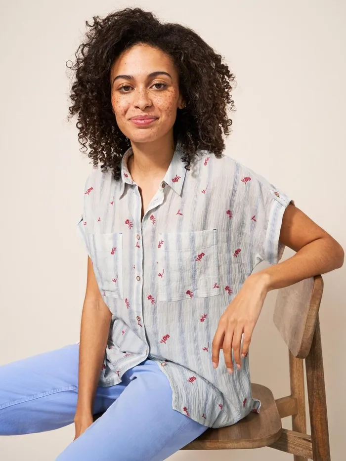 Women SHIRTS and BLOUSES White Stuff Ella Embroidered Cotton Shirt White Multi
