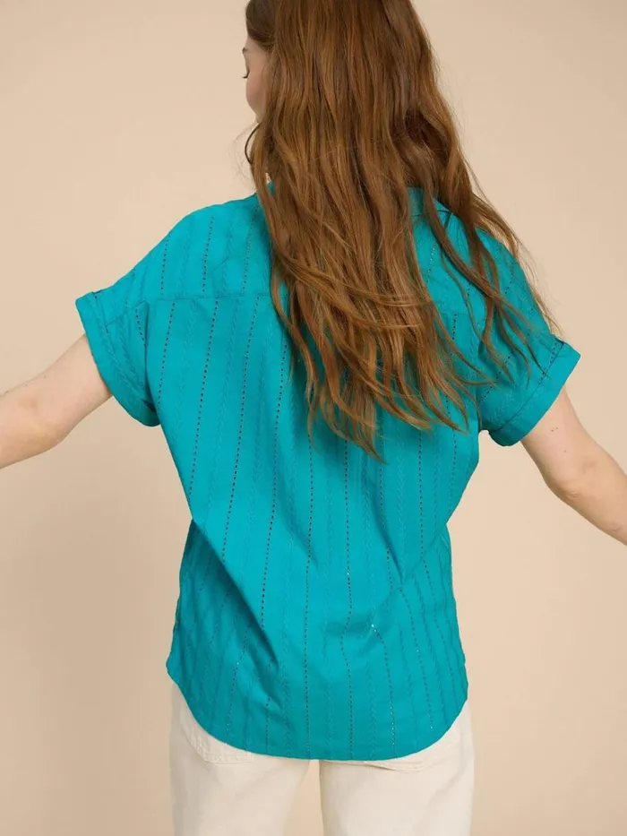Women SHIRTS and BLOUSES White Stuff Ellie Cotton Broderie Shirt Bright Teal