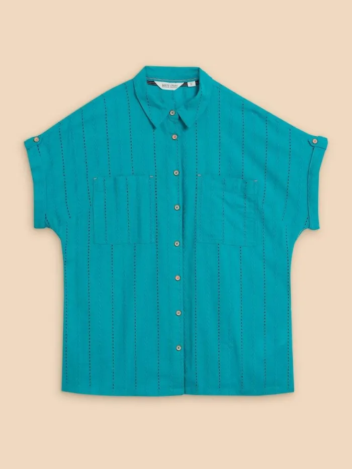 Women SHIRTS and BLOUSES White Stuff Ellie Cotton Broderie Shirt Bright Teal