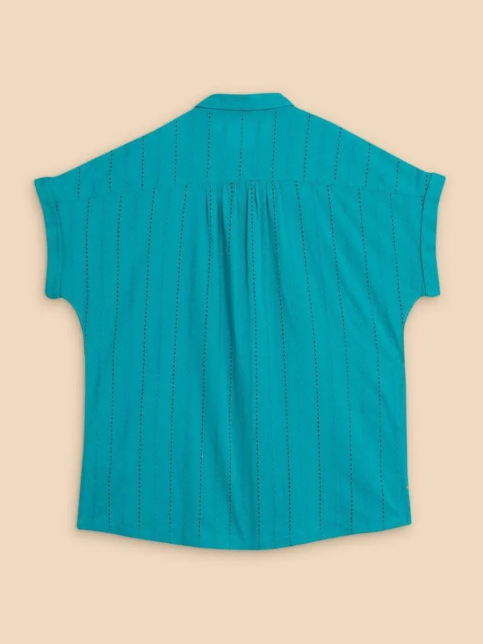 Women SHIRTS and BLOUSES White Stuff Ellie Cotton Broderie Shirt Bright Teal