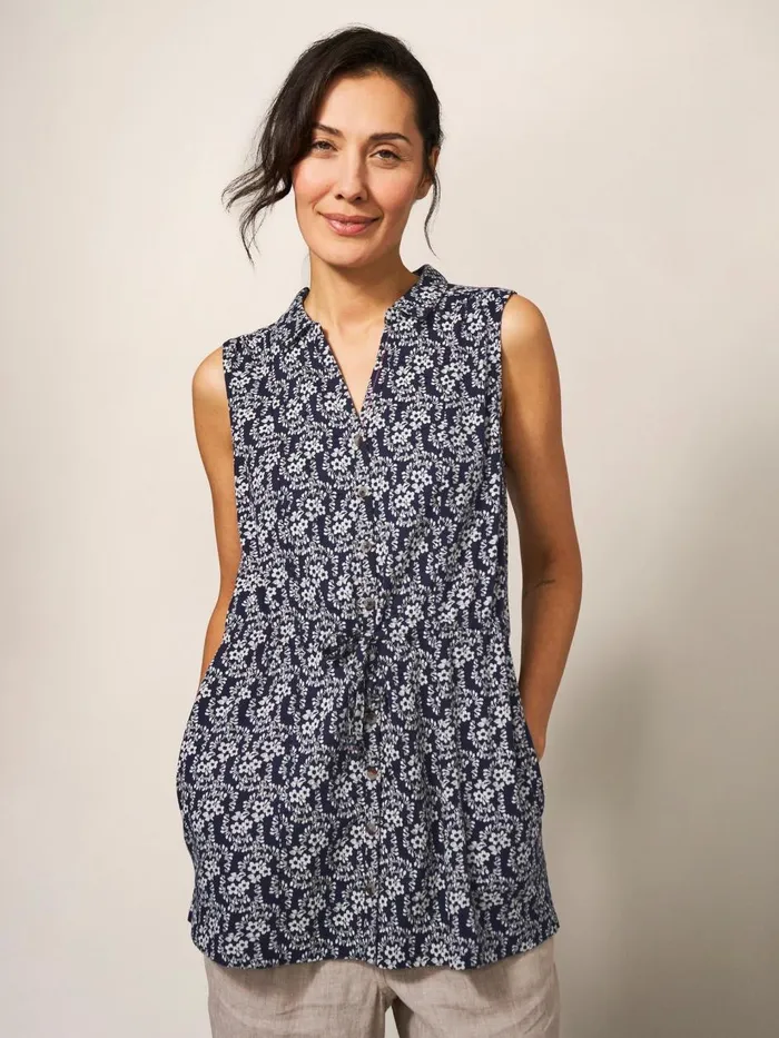 Women SHIRTS and BLOUSES White Stuff EMBER LONGLINE SHIRT Navy Print