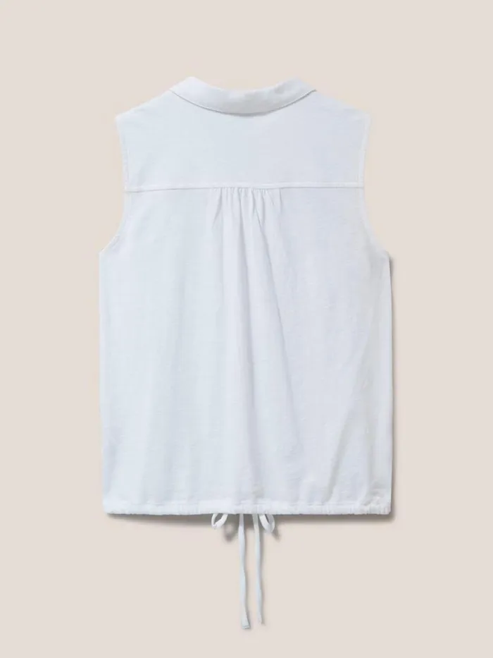 Women SHIRTS and BLOUSES White Stuff Flowing Grasses Sleeveless Jersey Shirt Brilliant White