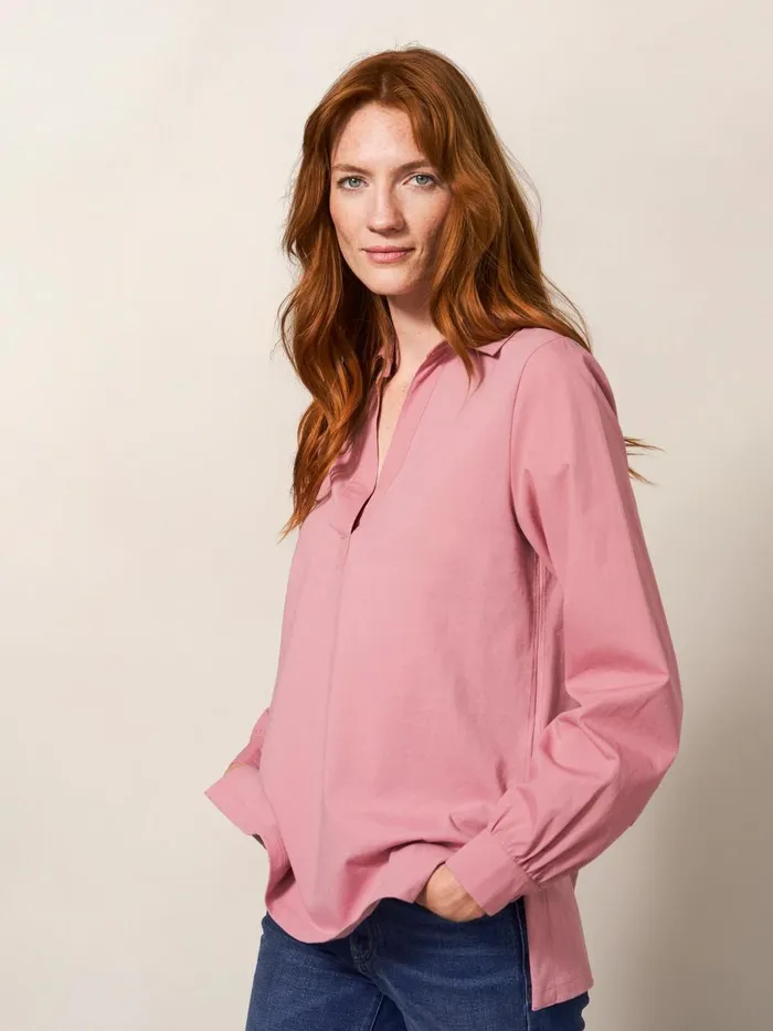 Women SHIRTS and BLOUSES White Stuff Fran Plain Shirt Mid Pink Women SHIRTS and BLOUSES White Stuff Fran Plain Shirt Mid Pink