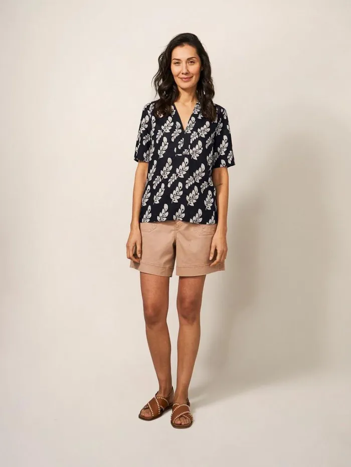 Women SHIRTS and BLOUSES White Stuff June Linen Top Black Multi