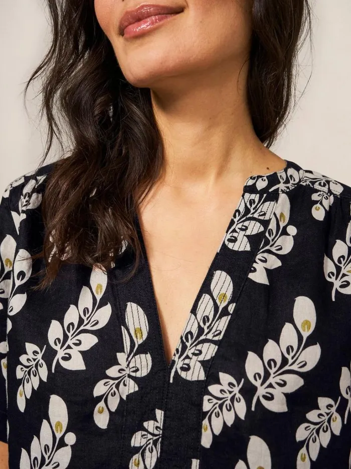 Women SHIRTS and BLOUSES White Stuff June Linen Top Black Multi Women SHIRTS and BLOUSES White Stuff June Linen Top Black Multi