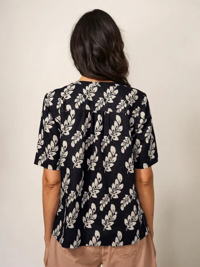 Women SHIRTS and BLOUSES White Stuff June Linen Top Black Multi Women SHIRTS and BLOUSES White Stuff June Linen Top Black Multi