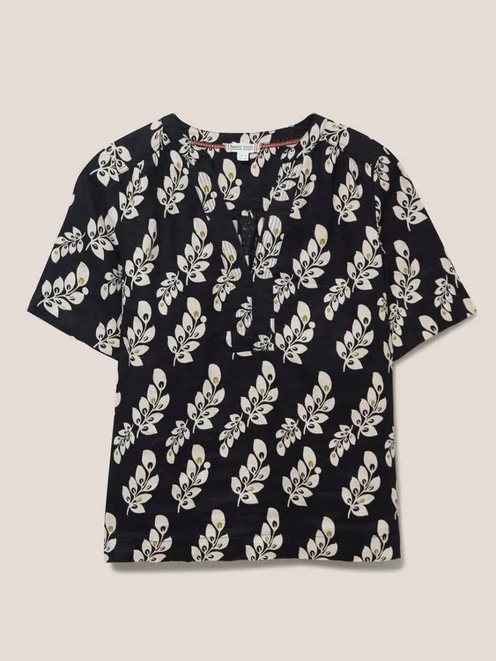 Women SHIRTS and BLOUSES White Stuff June Linen Top Black Multi Women SHIRTS and BLOUSES White Stuff June Linen Top Black Multi