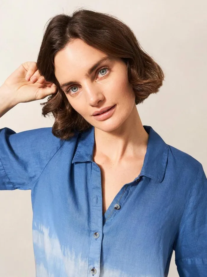 Women SHIRTS and BLOUSES White Stuff Lily Tie Hem Linen Shirt Navy Multi Women SHIRTS and BLOUSES White Stuff Lily Tie Hem Linen Shirt Navy Multi