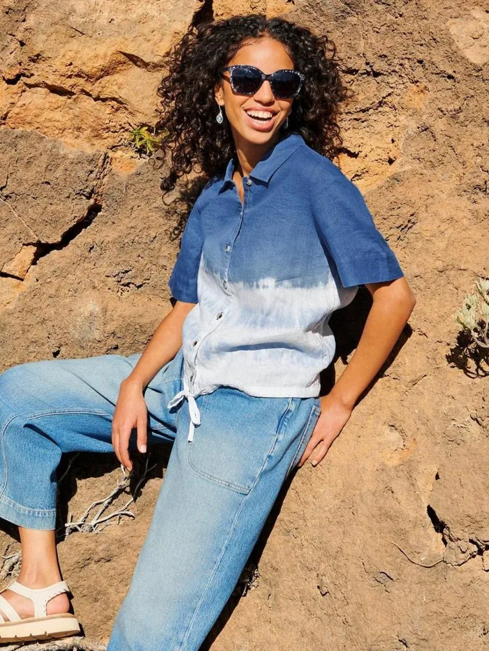 Women SHIRTS and BLOUSES White Stuff Lily Tie Hem Linen Shirt Navy Multi Women SHIRTS and BLOUSES White Stuff Lily Tie Hem Linen Shirt Navy Multi