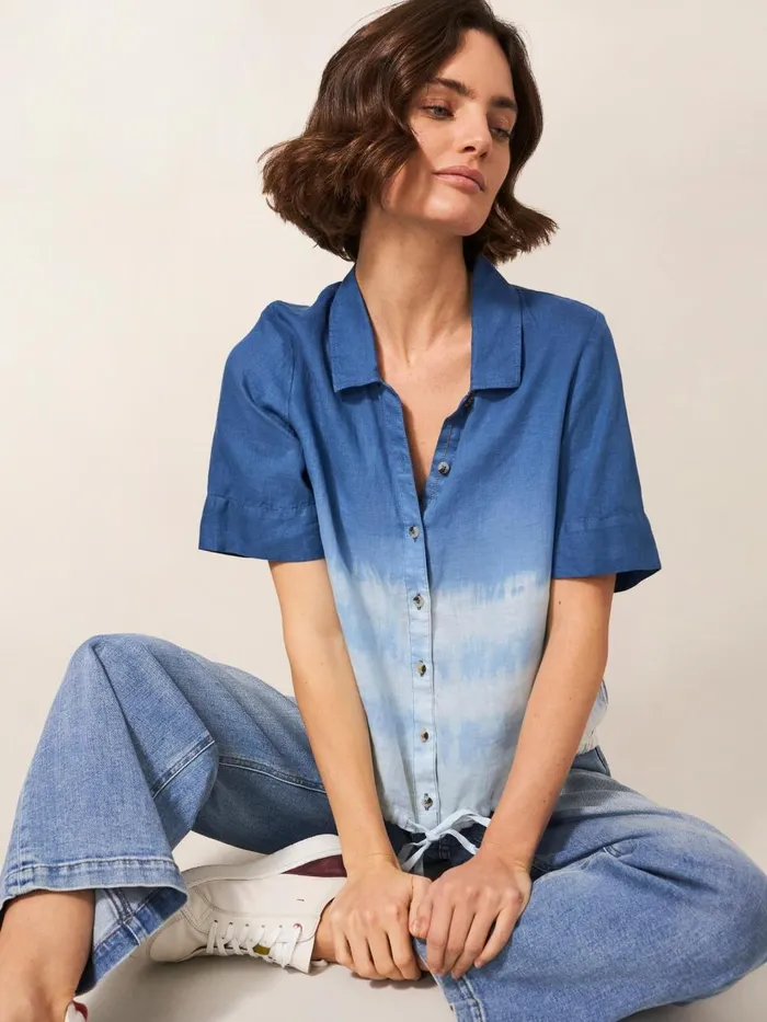 Women SHIRTS and BLOUSES White Stuff Lily Tie Hem Linen Shirt Navy Multi Women SHIRTS and BLOUSES White Stuff Lily Tie Hem Linen Shirt Navy Multi