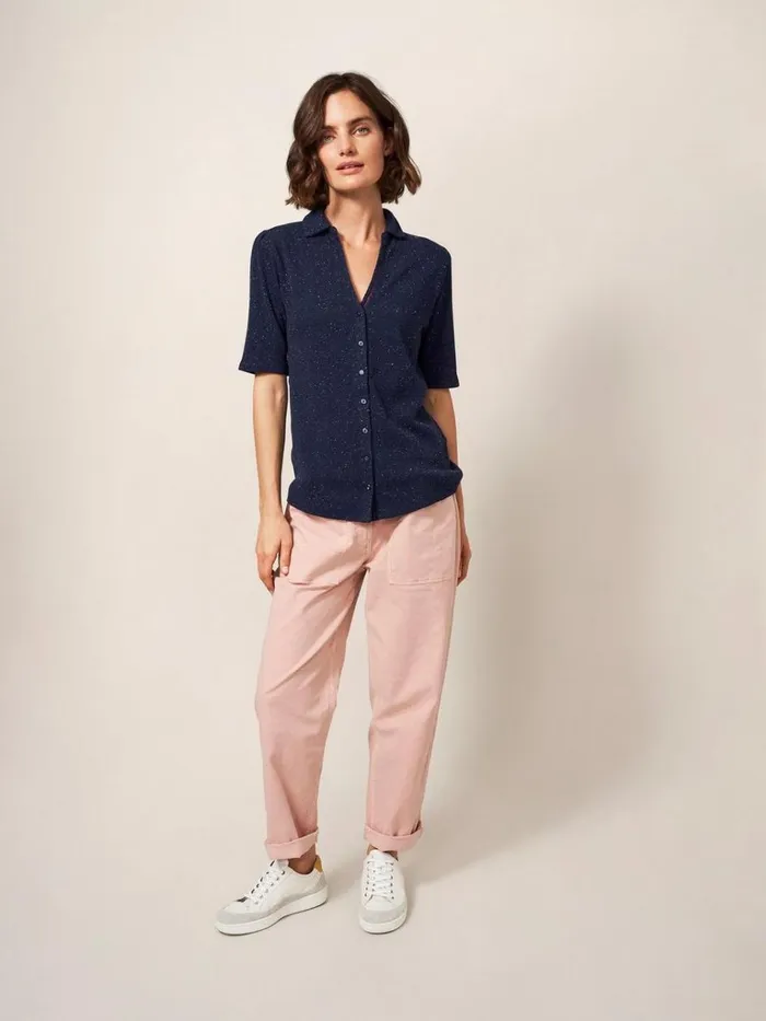 Women SHIRTS and BLOUSES White Stuff Rosie Rib Half Sleeve Dark Navy