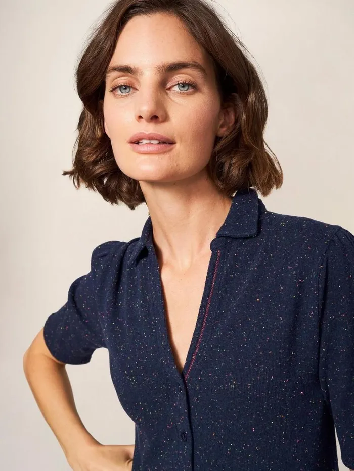 Women SHIRTS and BLOUSES White Stuff Rosie Rib Half Sleeve Dark Navy