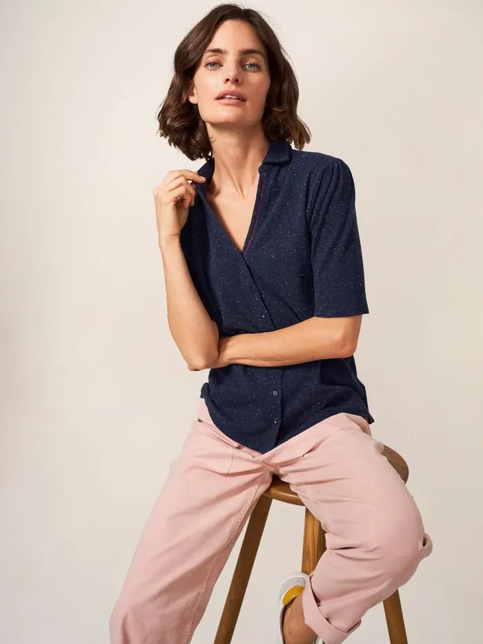 Women SHIRTS and BLOUSES White Stuff Rosie Rib Half Sleeve Dark Navy