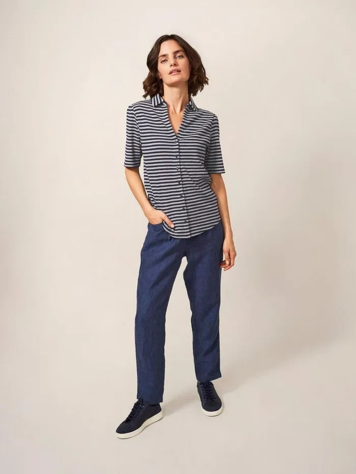 Women SHIRTS and BLOUSES White Stuff Rosie Rib Half Sleeve Navy Multi