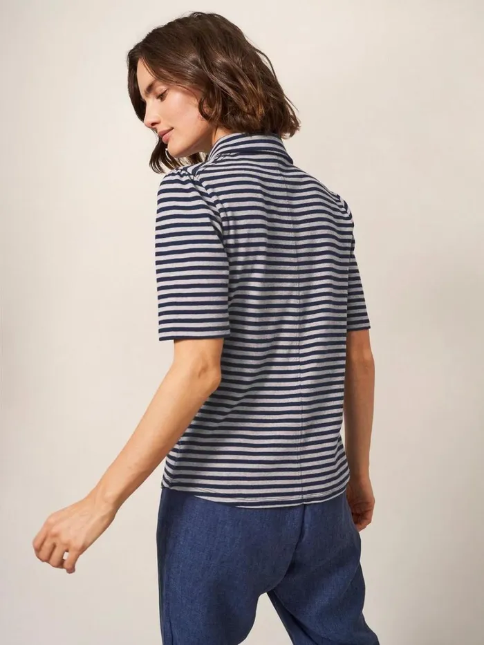 Women SHIRTS and BLOUSES White Stuff Rosie Rib Half Sleeve Navy Multi Women SHIRTS and BLOUSES White Stuff Rosie Rib Half Sleeve Navy Multi