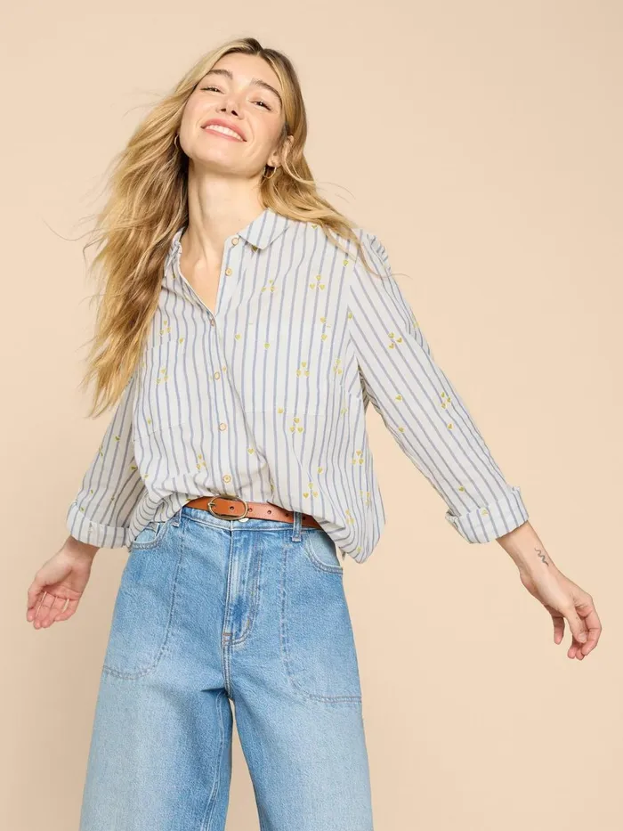 Women SHIRTS and BLOUSES White Stuff Sophie Heart Embroidered Shirt Ivory Multi