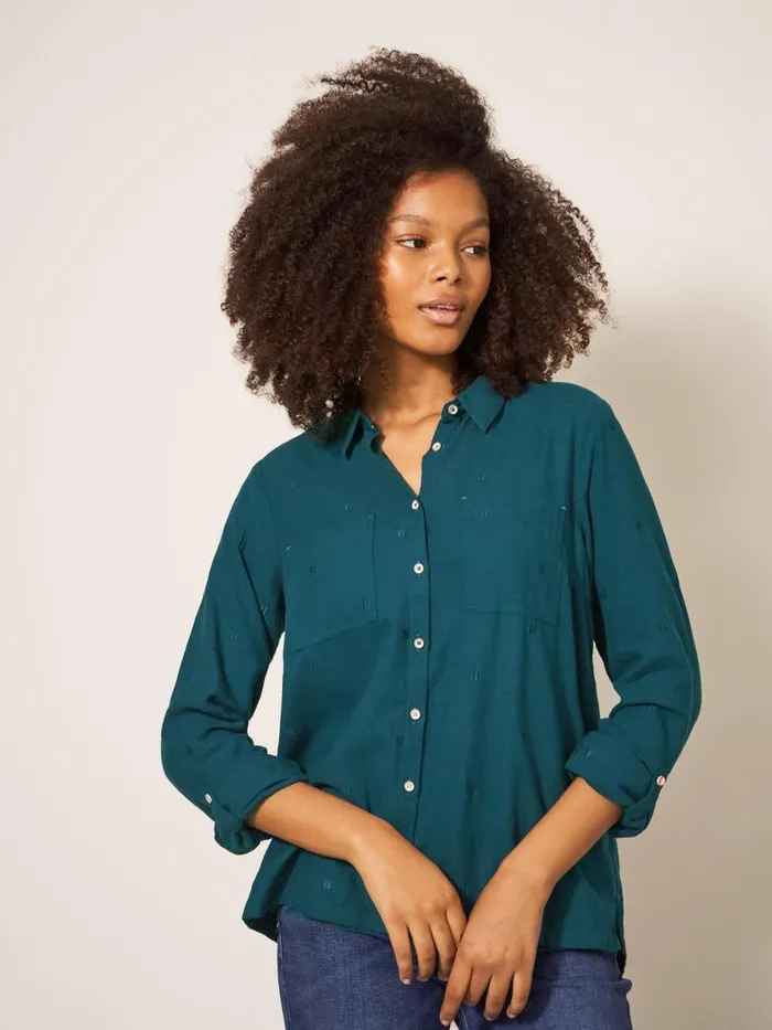 Women SHIRTS and BLOUSES White Stuff Sophie Organic Cotton Shirt Dk Teal Women SHIRTS and BLOUSES White Stuff Sophie Organic Cotton Shirt Dk Teal